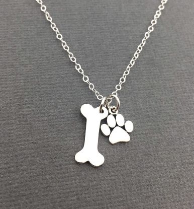 personalized paw and bone necklace